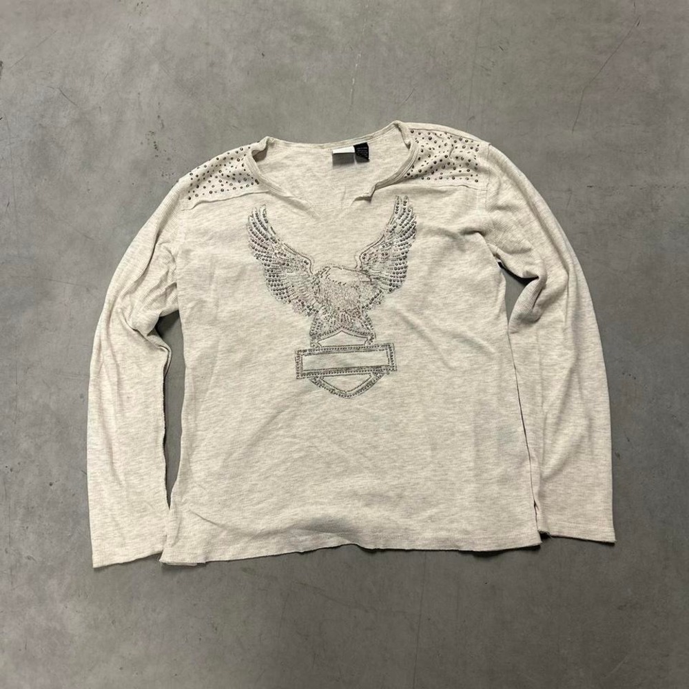 Y2K Harley‎ Davidson Long Sleeve Thermal Shirt